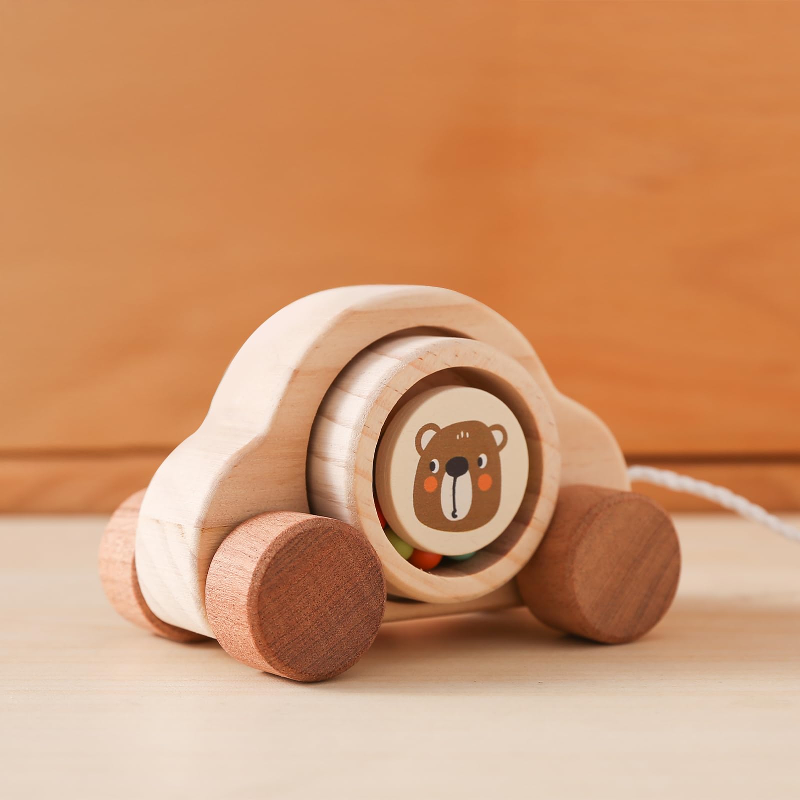 Baby Toys Car Wooden Pull Along Toddler Toy Developmental Toy for 1 Year Old Girl Boy Birthday Gift