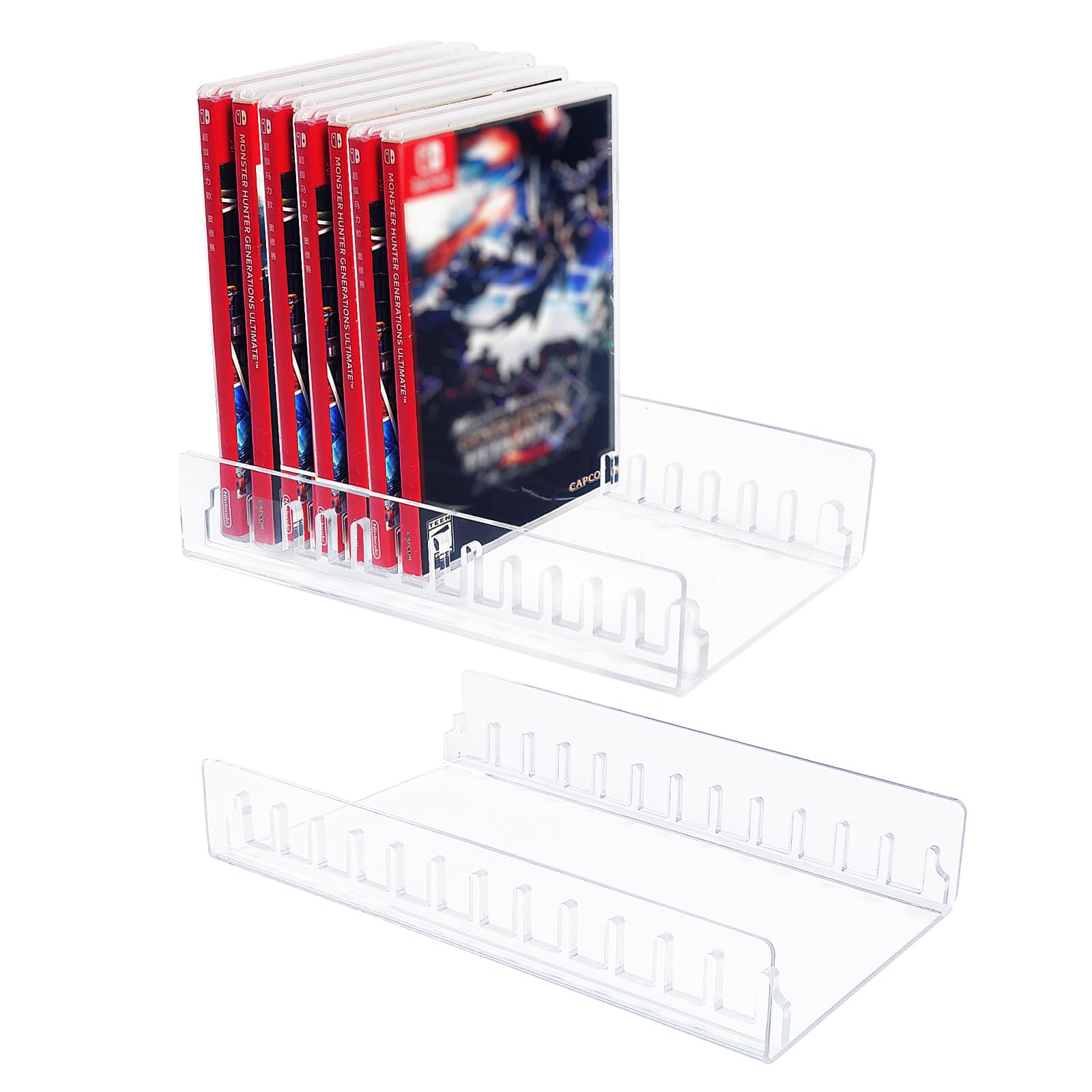 WEIMINLI Clear Acrylic Nintendo Switch Game Case Holder & Storage - Organizer Stand for 24 Games, Protective Display Shelf(2pcs) - Nintendo Switch - Very Good - Used Accessory