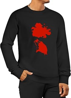 Men's Bhutan Flag Map Sweatshirt Classic Crew Neck Light Sweatshirt,