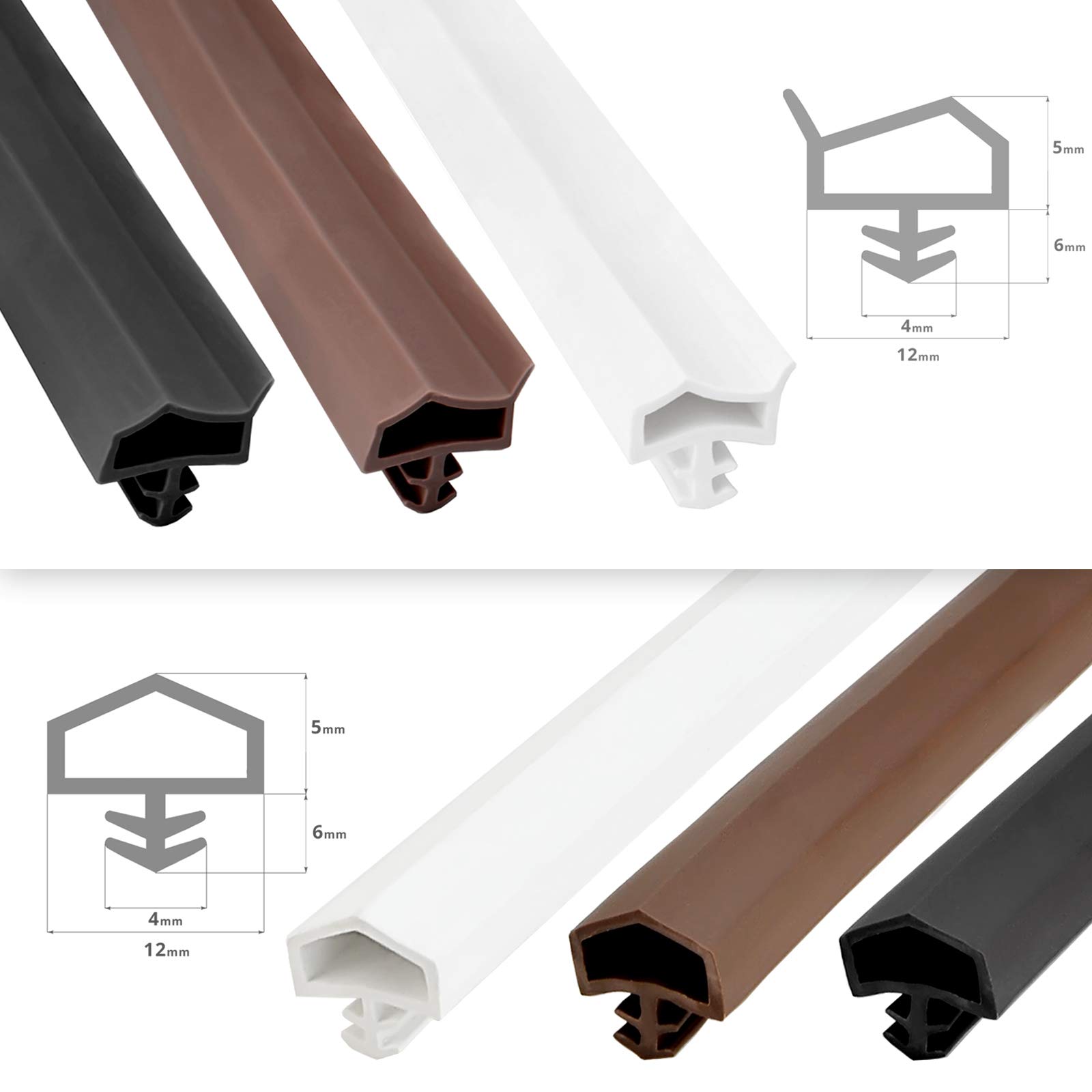 DQ-PP Türdichtung – Weiß – 40 Meter – TPE Gummi – STD-05 – Falzbreite: 12mm – Nutbreite: 4mm – Zimmertürdichtung Gummidichtug Dichtband Zargendichtung Dichtprofil Holztür Antidehnungsfaden