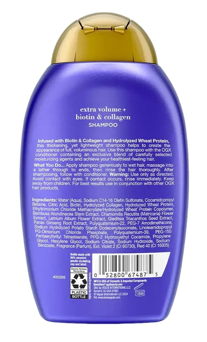 Ogx Shampoo Biotin & Collagen Extra Strength 13 Ounce (Pack of 3)