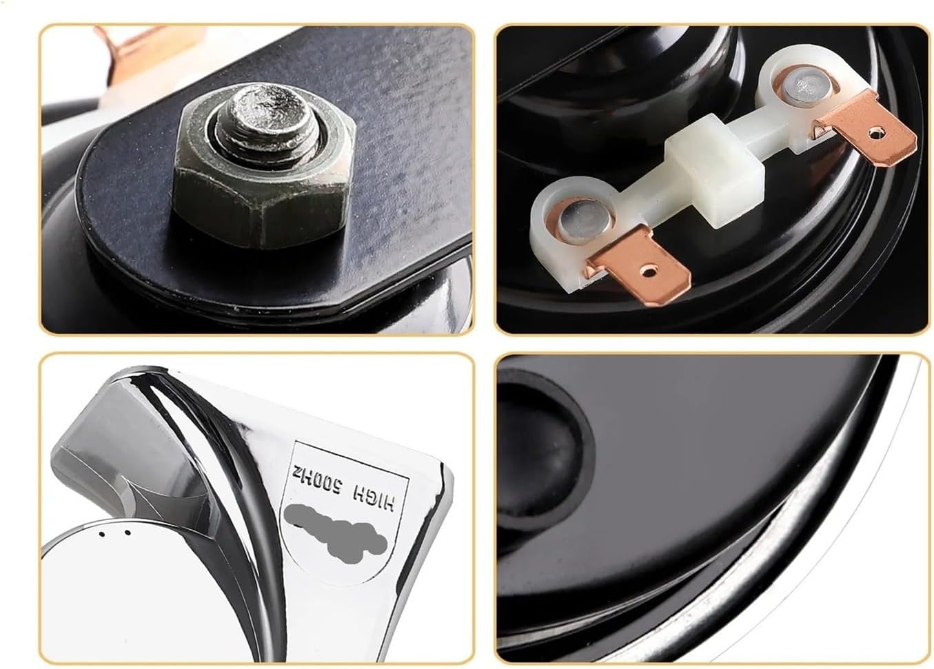 New Universal 12V Car Horn Dual Tone High/Low Chrome Plated Waterproof For Car Truck Motorcycle Snail Horn