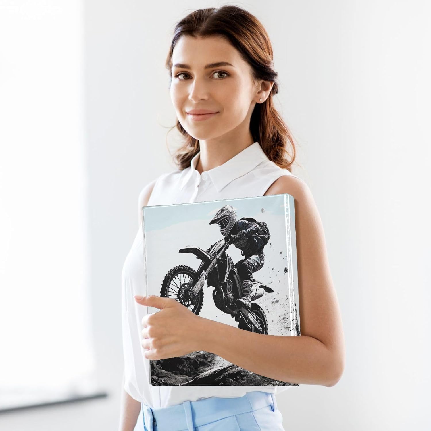 1.5 Inch 3 Ring Binder, Dirt Bike Jump D Ring Binders with Clipboard Large 3 Binders for School, College, Office