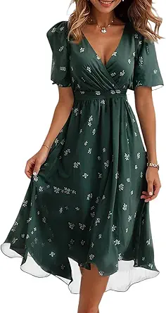 Spring Summer Chiffon Midi Dresses for Women 2025 Elegant Classy Wedding Guest Floral Formal Cocktail Prom Dress