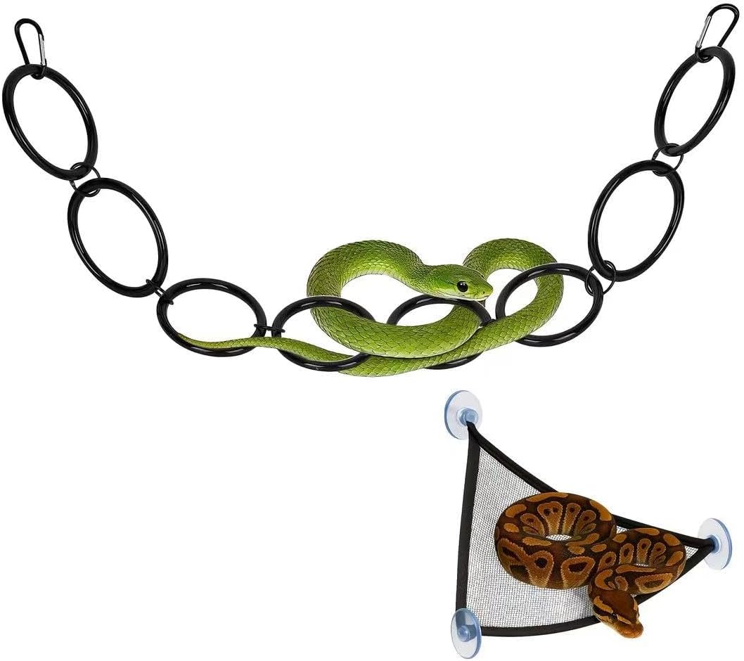 Snake Climbing Rings for Ball Python,Snake Enrichment Toys Ball with Hammock,Reptiletank Cage Decor Habitat Accessories for Terrarium