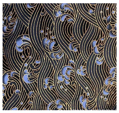 Tissu en coton au mètre pour patchwork loisirs créatifs couture vagues noires
