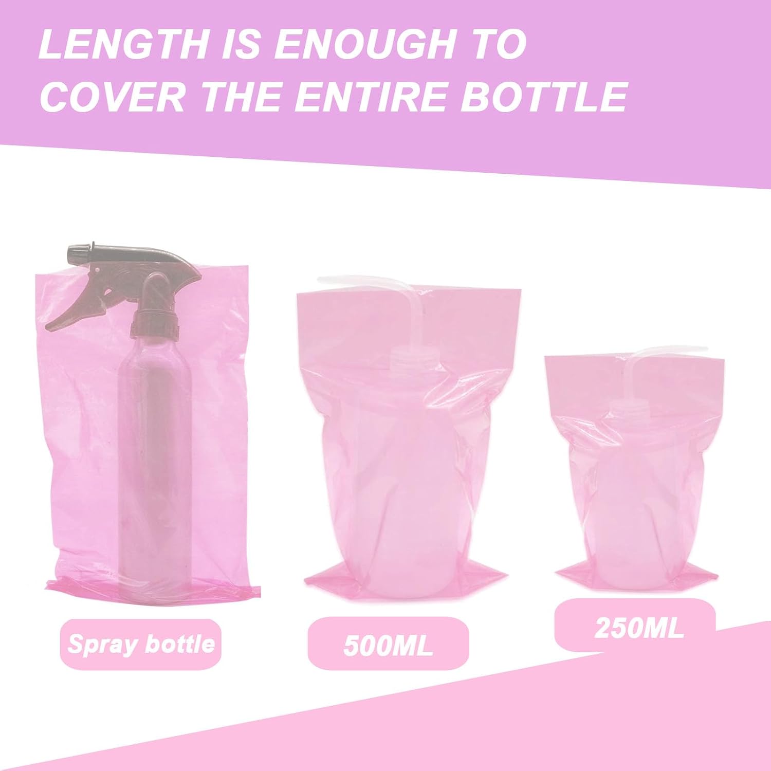 250pcs Tattoo Wash Bottle Bags - Pink Bottle Bags for Tattoos Disposable Squeeze Wash Bottles Sleeves Spray Bottles Covers for Tattoo Supplies kits