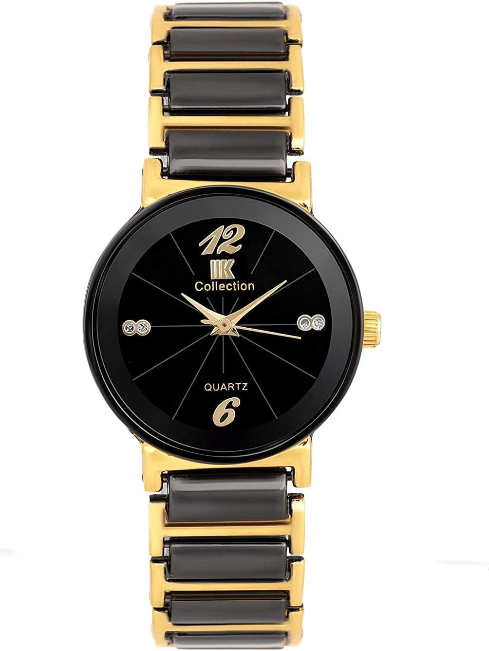 IIK COLLECTION Watches for Women Round Studded Dial Girls Watches |Analogue Movemnet Ladies Watch|Long Battery Life| Adjustable Bracelet Chain Strap|Double Lock Clasp Safety Watches for Girls.