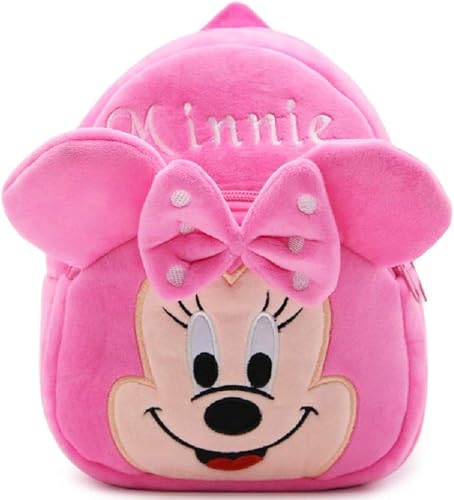 blue tree School Bag for Cute Kids for (1-6 Years), Preschool Soft Plush Pink Minnie Bag for toddlers, Mini Cartoon Backpack for Baby Boys and Girls