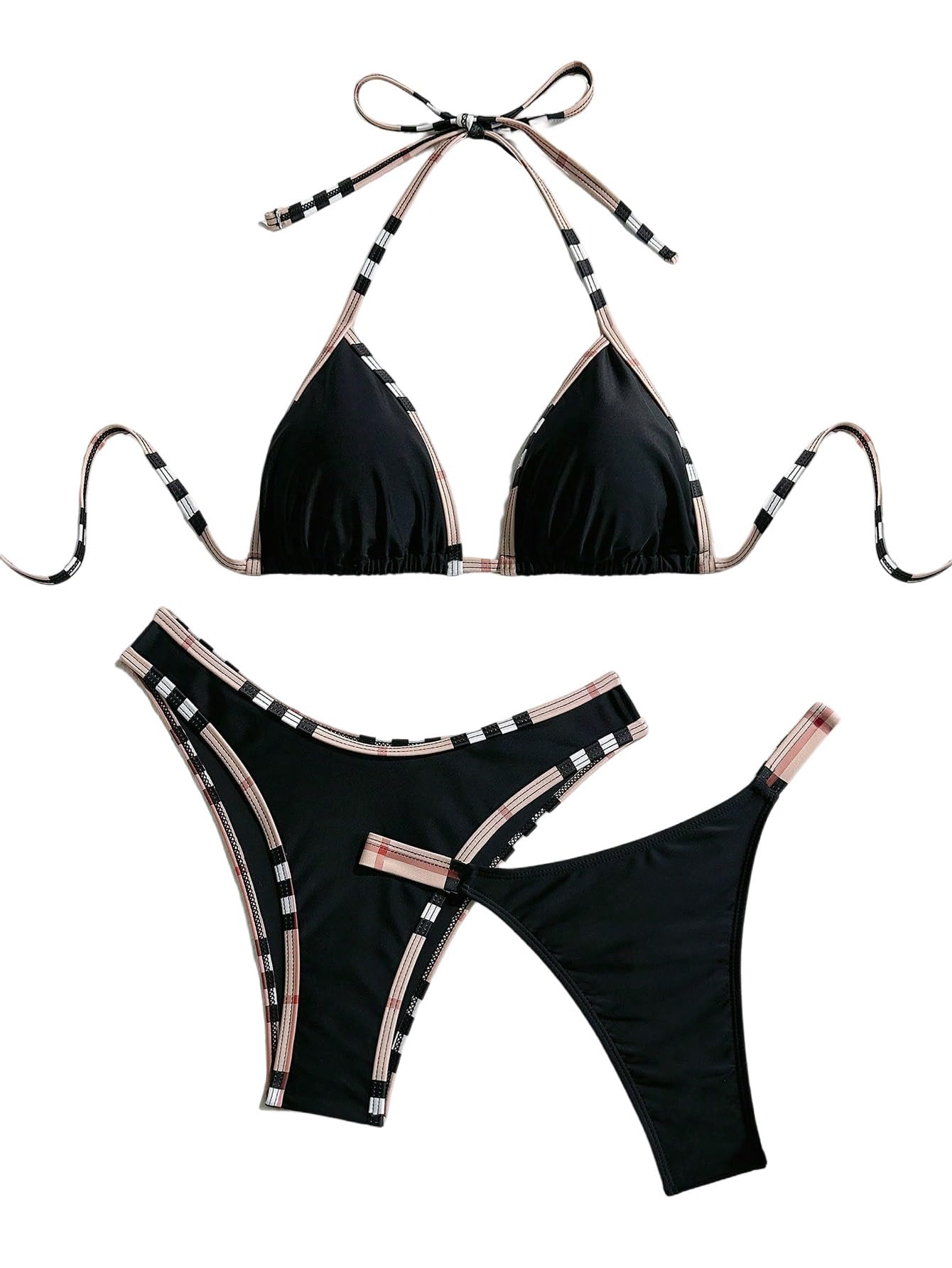 Ensemble bikini 3 pièces dos nu avec maillot triangle modulable pour femme active