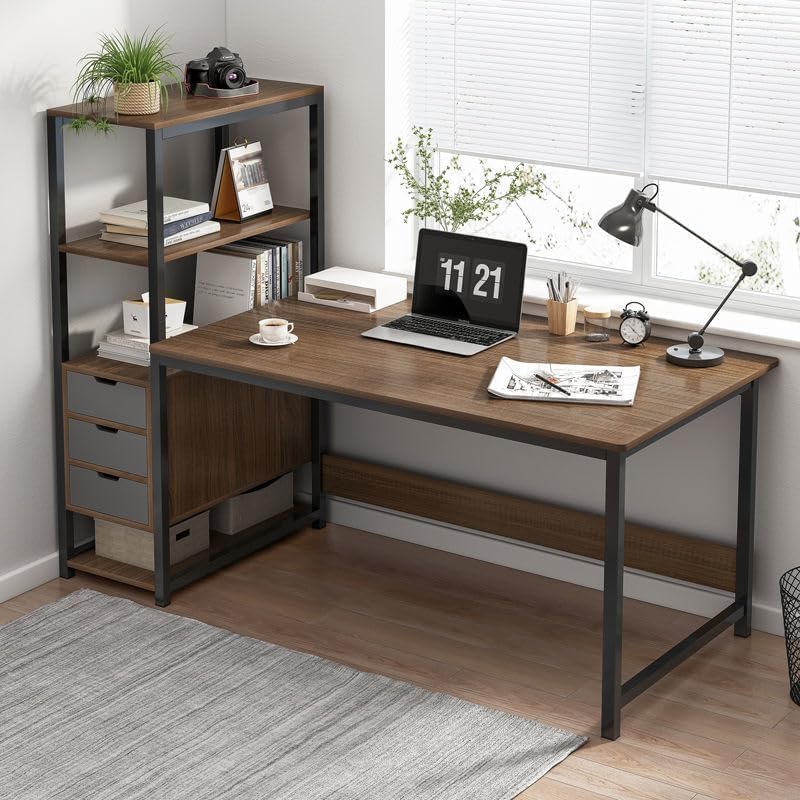 Consejos para Comprar Muebles de Oficina Usados Cdmx - los más vendidos. 46 MAMALAND Escritorio de Computadora, Alta Calidad Escritorios para Home Office con 3 Cajones y 4 Niveles de Estantes, Mesa de Estudio, Moderno Escritorio para Oficina en Casa 140 *...