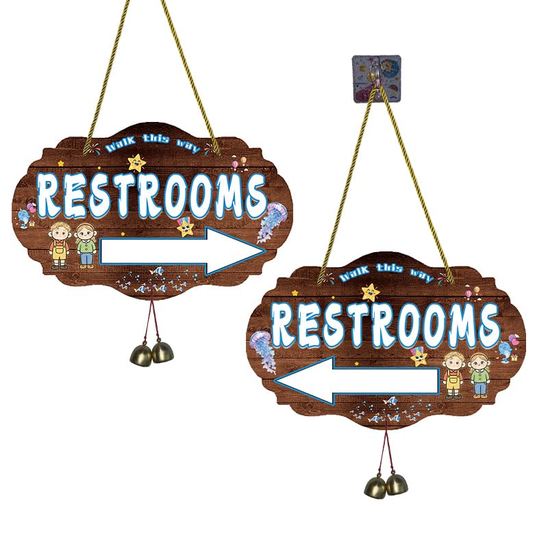 Double-Sided Walk This Way Restroom Sign, Left or Right Arrow Indicators, Funny Bathroom Wall Decor, No Public Restroom Sign for Business, Half Bathroom Accessories, Restroom Decor and Accessories — image 1