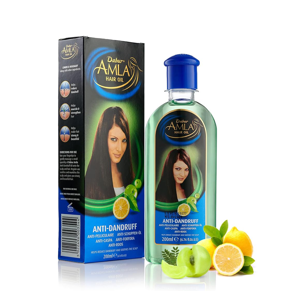 Dabur Amla Anti-Dandruff Hair Oil - 200 ml, Reduce Dandruff, Enriched With Lemon & Rosemary, Makes Hair Strong & Beautiful