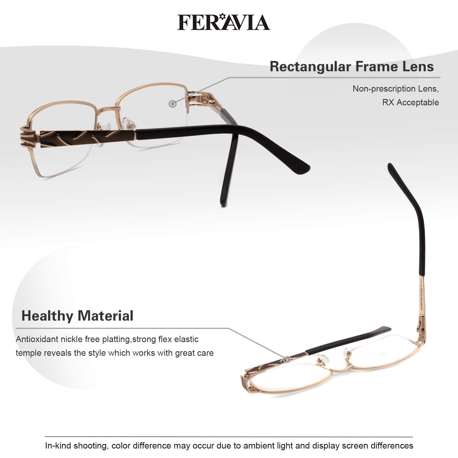 Metalowe unikalne damskie okulary retro eleganckie moderno popularne brązowe złoto okulary