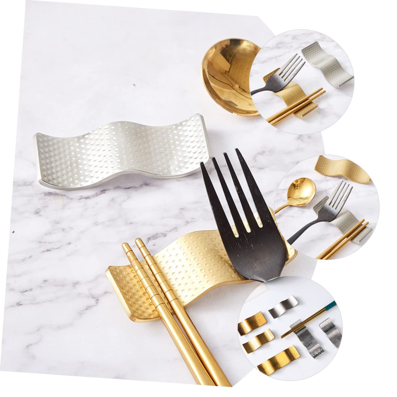 PHENOFICE Stainless Steel Chopstick Rest Holder Elegant Chopstick Holder for Forks and Spoons Decorative Tableware for Home Kitchen Restaurant Hotel