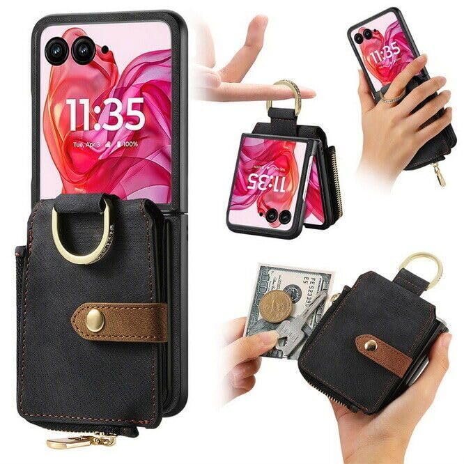 Funda Moto Razr 50 antigolpes con anillo y monedero cremallera