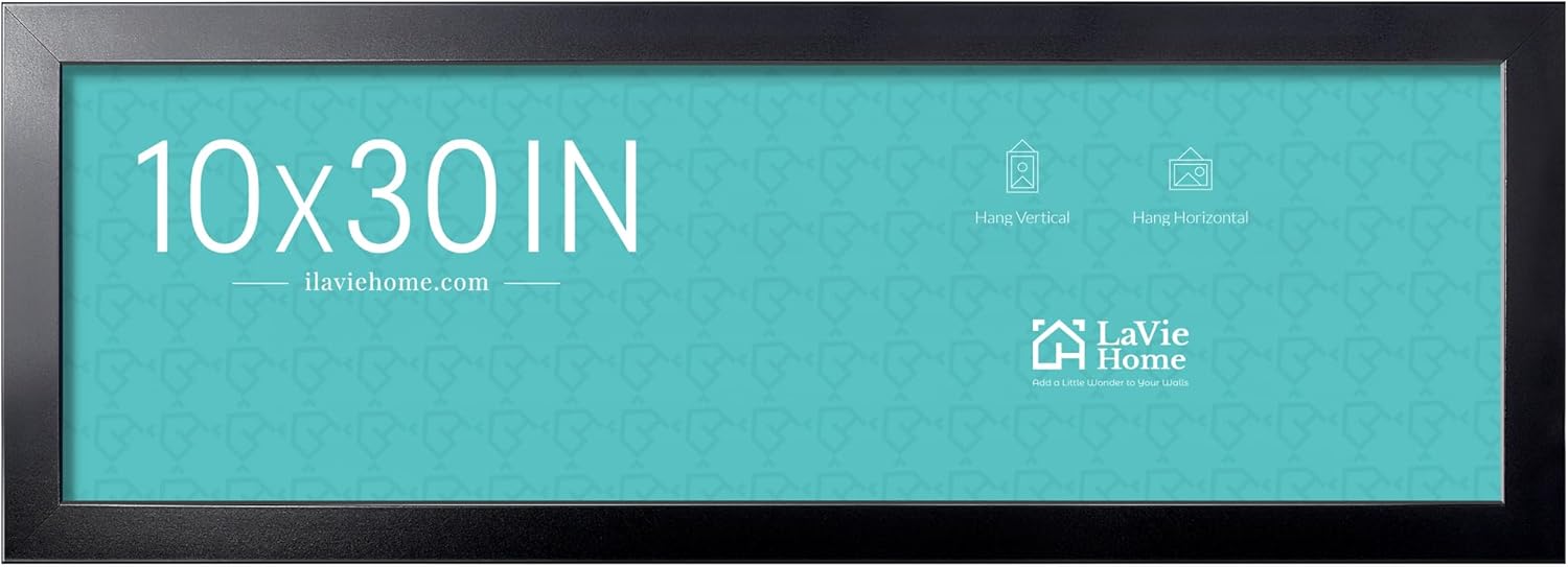 LaVie Home 10x30 Picture Frame Black, Panoramic Picture Frame for Wall Decoration, Classic Black Minimalist Style Suitable for Decorating Houses, Offices, Hotels?1 Pack? 10x30 Black