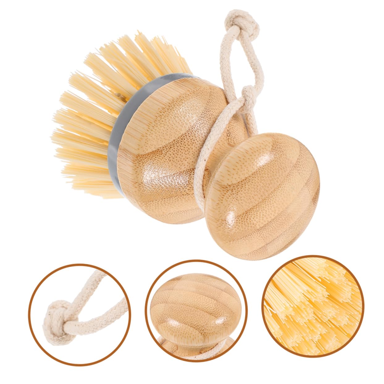 Cabilock 2pcs Bamboo Dish Cleaning Brushes Reusable Dish Scrubbers for Kitchen Bowl Pot Sink Cleaning