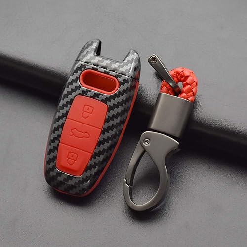 Miniatura 7 de SANRILY Funda para llavero de 3 botones para Audi A8 A6 A7 C8 Q8 Q7 E-Tron 2019 2020 Soporte de llave remoto de entrada sin llave ABS Funda