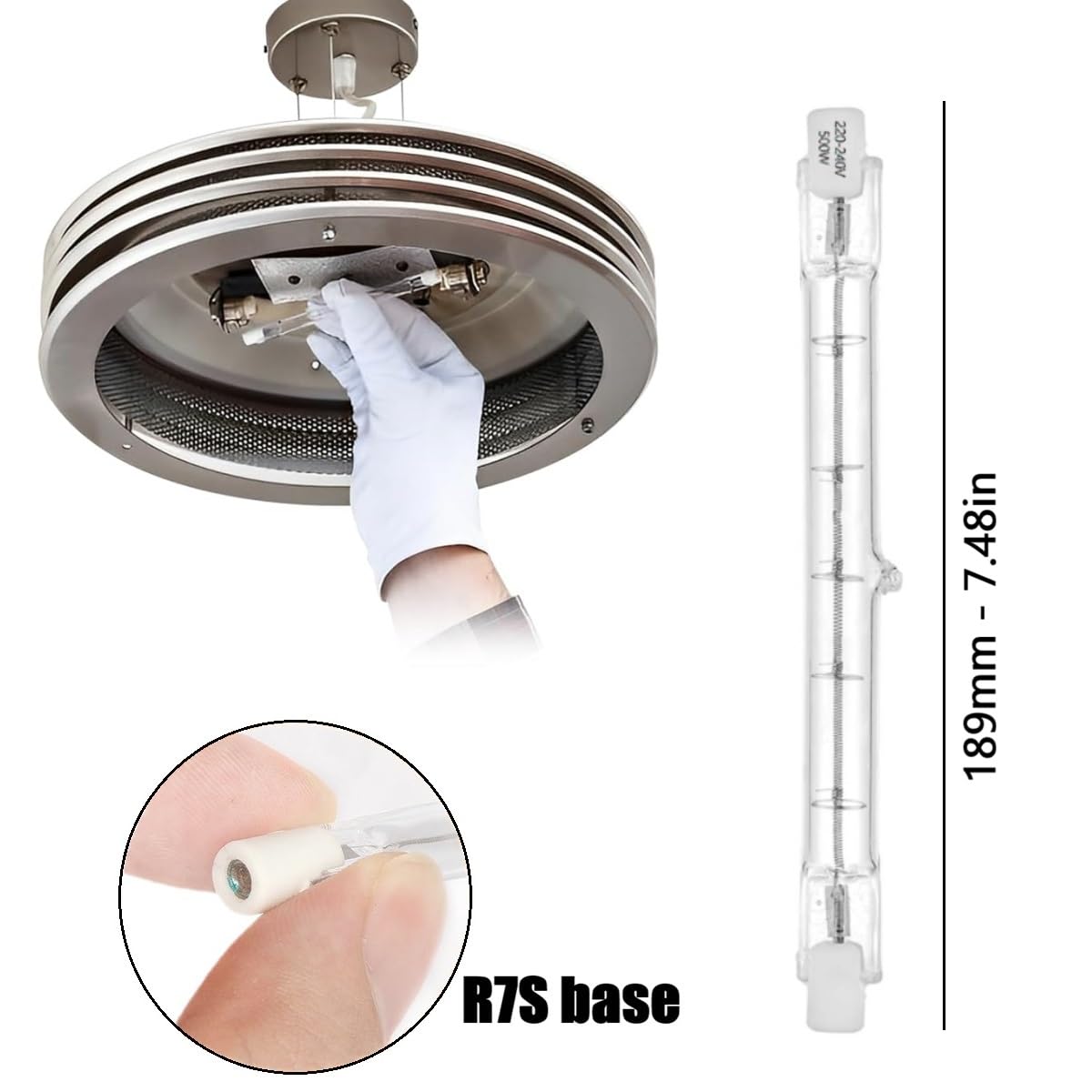 R7S Halogenlampe 2700K 189mm 1000W warmweiße dimmbare J-Typ-Röhrenlampe für Stehlampen (1000W-20pc/189mm-230V)