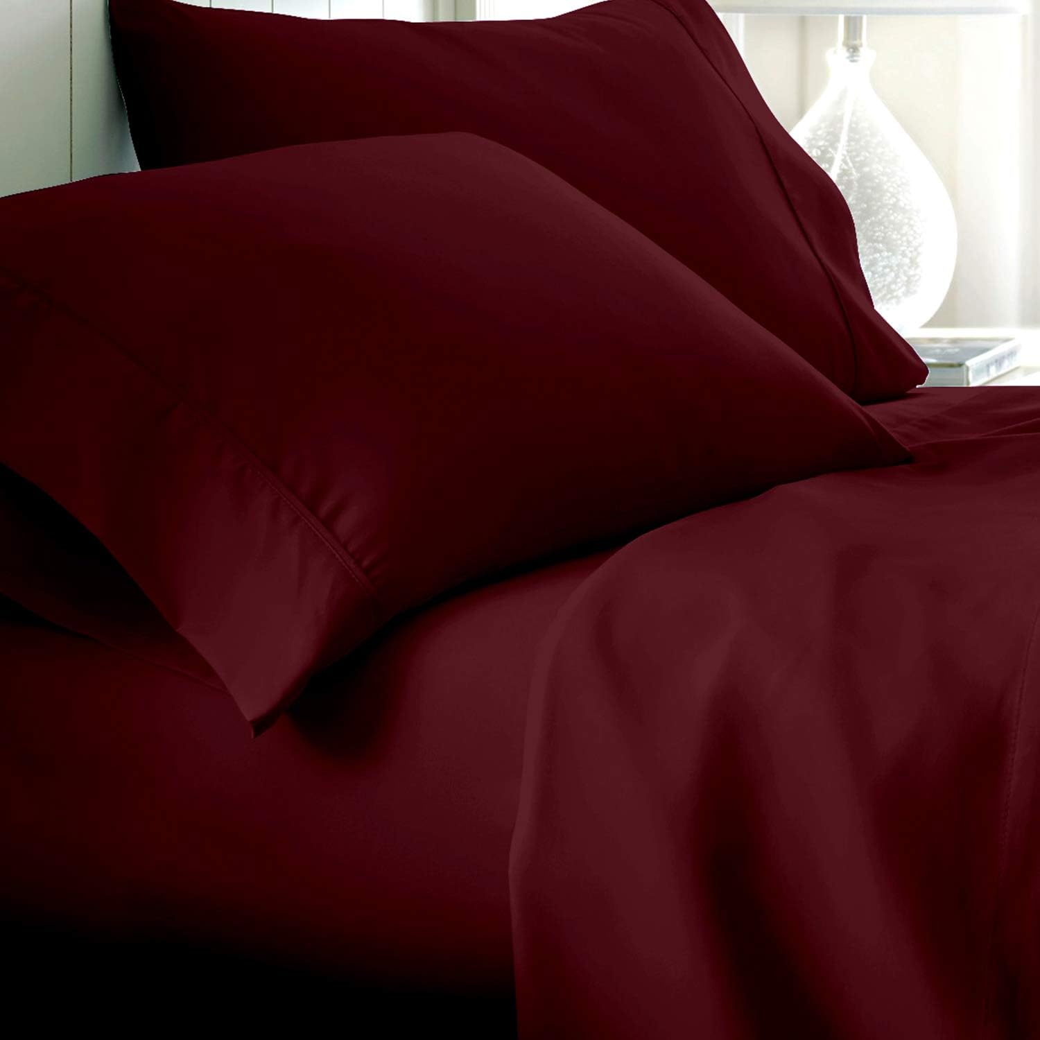 URBANHUT 800 Thread Count Luxury California King Sheets Set, Egyptian Cotton Sheets (4 Pc Set) Quality - Sateen Sheets for California King Size Bed - Smooth Soft & Thick Sheets with 15" Deep Pocket (Burgundy)