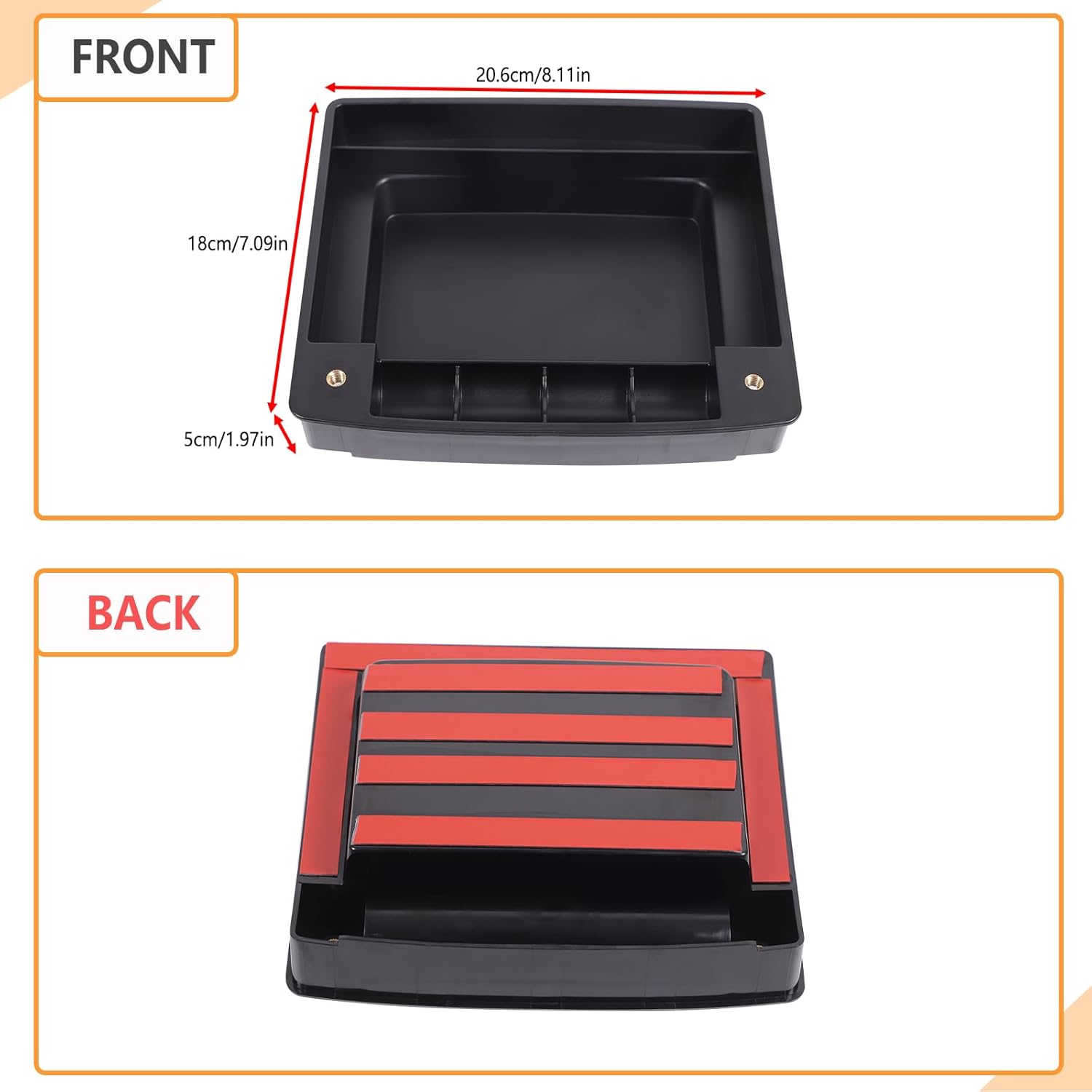 Aunginsy Center Console Dash Storage Tray Compatible with Nissan Frontier 2009-2017, Car Dashboard Storage Box Organizer Holder Tray Insert Mounted Tray ABS Interior Accessories, Without Phone Holder