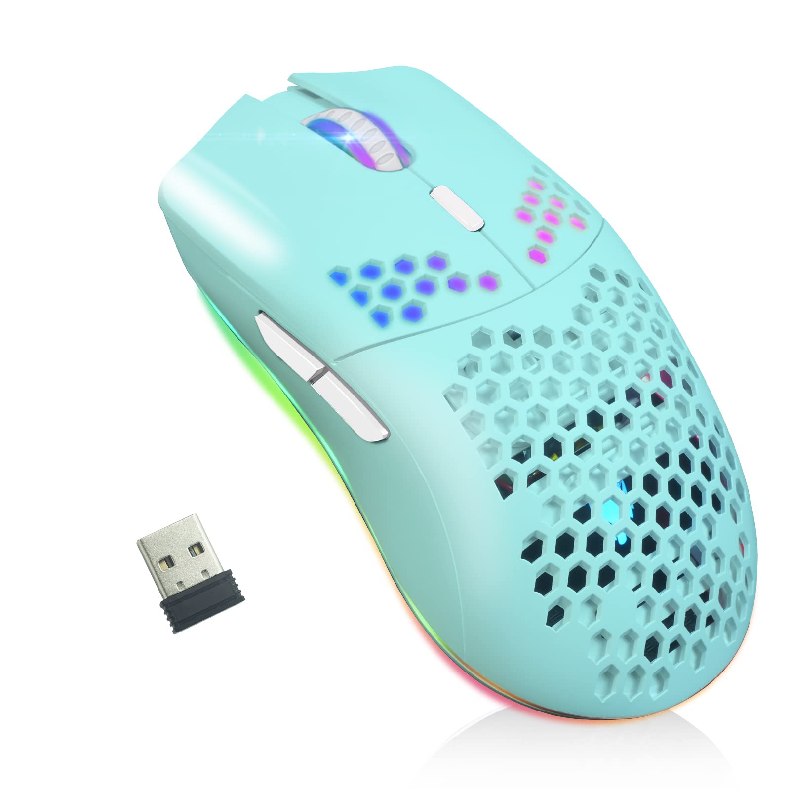 XZXWZX Wireless Gaming Mouse with Honeycomb Texture, 11 Backlight