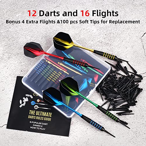 Centaur 12 Pack Soft Tip Darts, Professional 18 Gram Plastic Tip Dart Sets With 4 Colors Premium Aluminum Shafts 100 Dart Tips 16 Dart Flights And Dart Case For Electronic Dart Board thumb #6