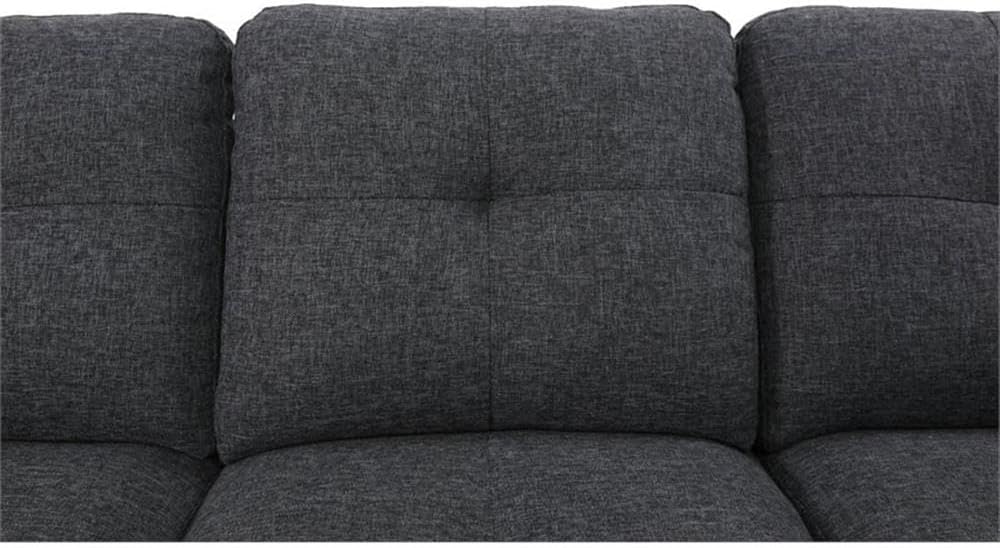 Devion Furniture Polyester Fabric Sectional Sofa with Lift-top Storage Ottoman, Tufted Design, in Dark Gray Finish