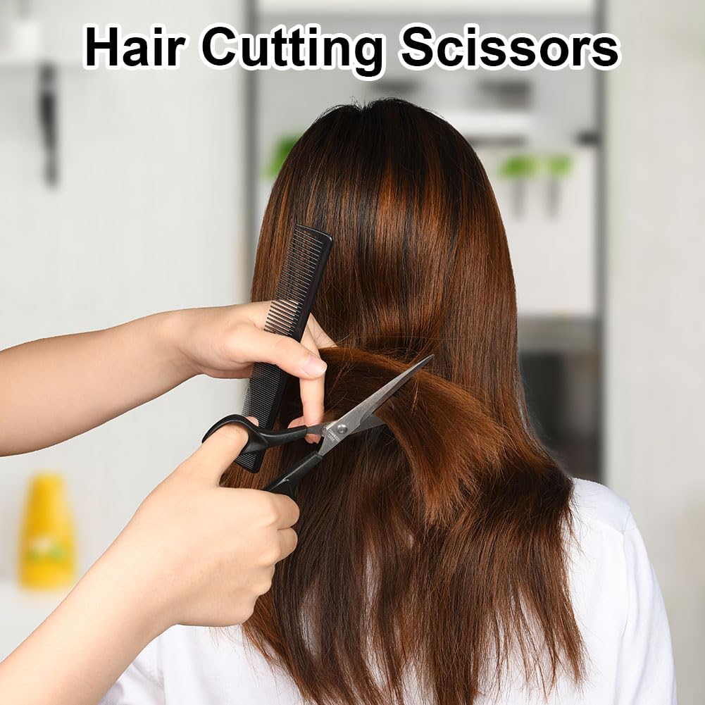 Profesional Tijeras Peluqueria 6,5 Pulgadas Acero Inoxidable Entresacar Kit Completo Negro