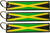 JAVD Jamaica Flag Keychain Tag with Key Ring - Keys, Cars, Motorcycles, Backpacks, Luggage and Gifts - EDC (3 Pack)