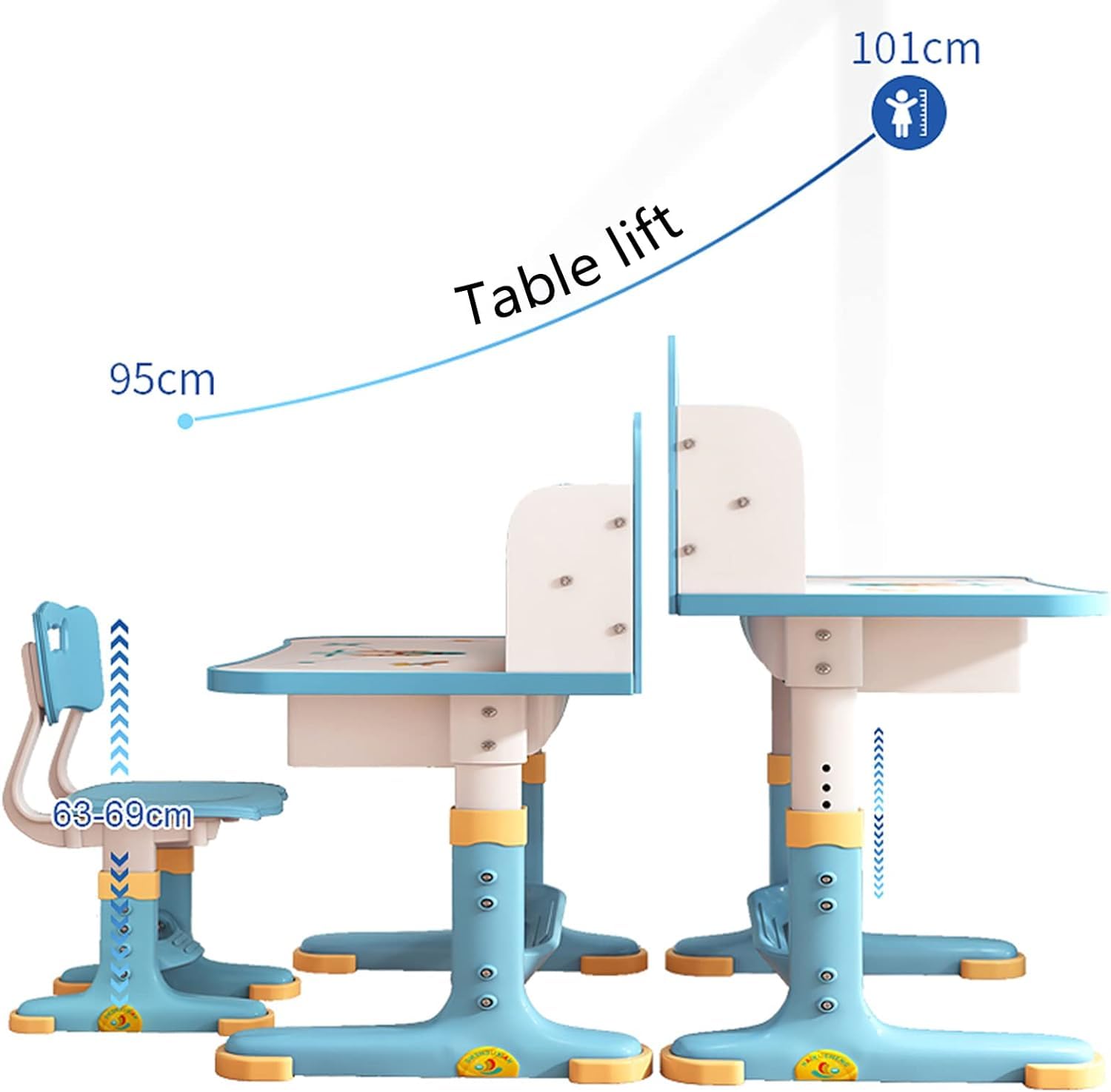 Kinder Tisch Stuhl Set, kinderschreibtisch höhenverstellbar, Kinder Schreibtisch für Jungs & Mädchen, Schreibtisch Set für Kinder mit Stuhl und Schublade (Blau 1)