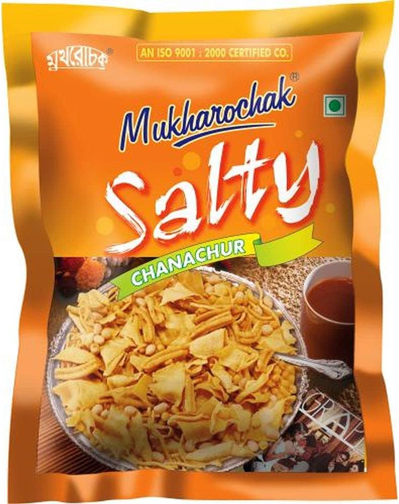 Mukharochak - Salty Chanachur Namkeen - Crispy Plain Salty Snacks - Special (Kolkata) Bengali Taste 400gm (Pack of 5)