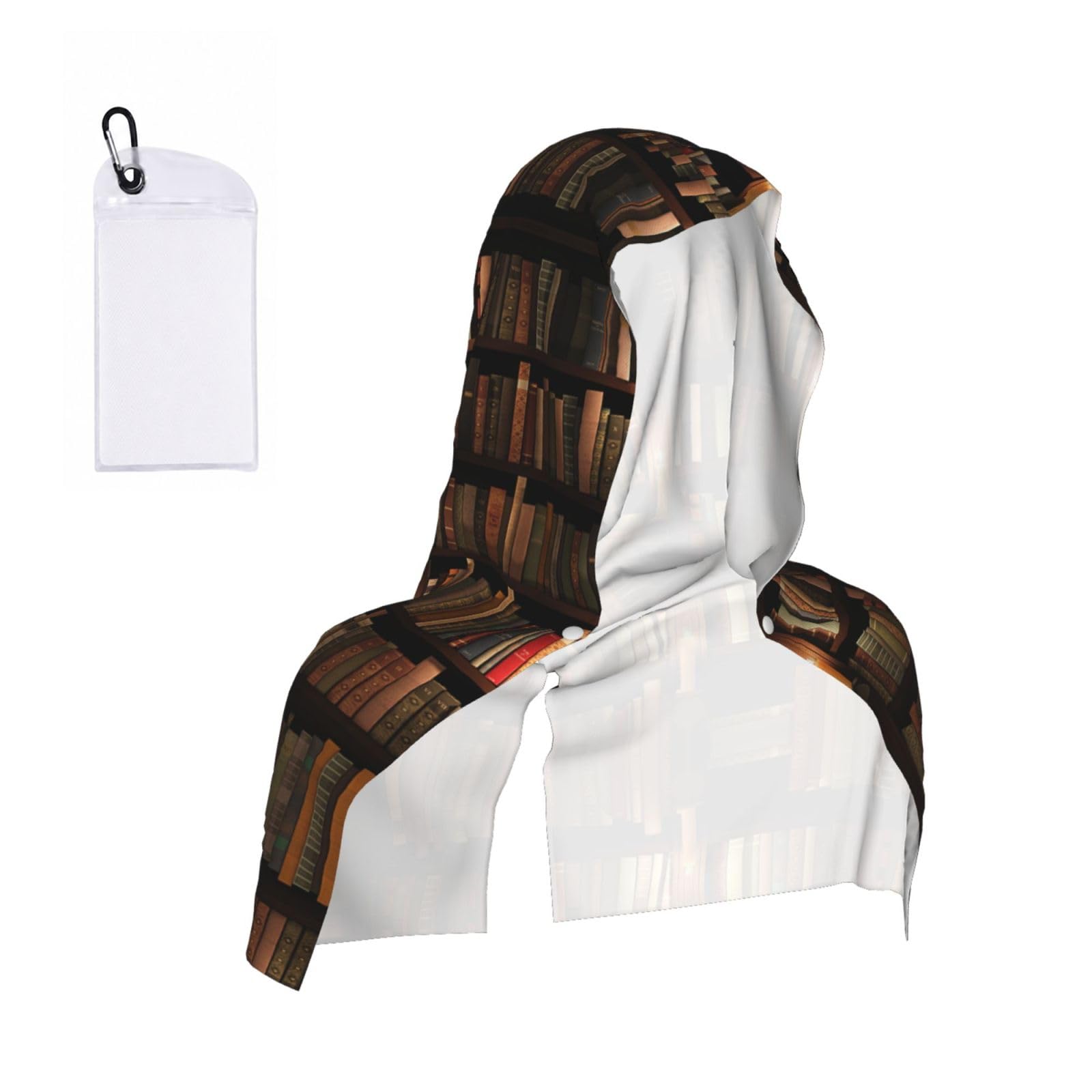 ESNAIUVCD Book Room Library Print Multifunctional Cooling Hoodie Bandana Portable Sweat Absorbing Design For Beach Workouts Exercise Heat Relief Accessories