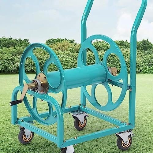 Garden Hose Holder Hose Reel Cart, Hose Reel Cart with Wheels Heavy Duty, Industrial Hose Reels for Outside, Large Capacity Hose Holder, Hose Guide Installed Garden Hose Reel (for 1inch Hose)