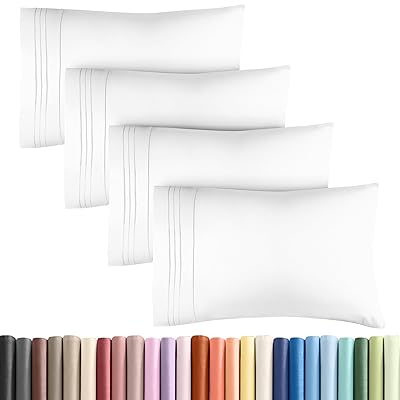 Queen Pillow Cases Set of 4 - Ultra Soft Hotel Quality Pillowcase Covers - Comfortable Cozy Bedding for Women, Men, Kids & Teens - Machine Washable Pillow Protectors - 4 Pieces Set - Queen Size White