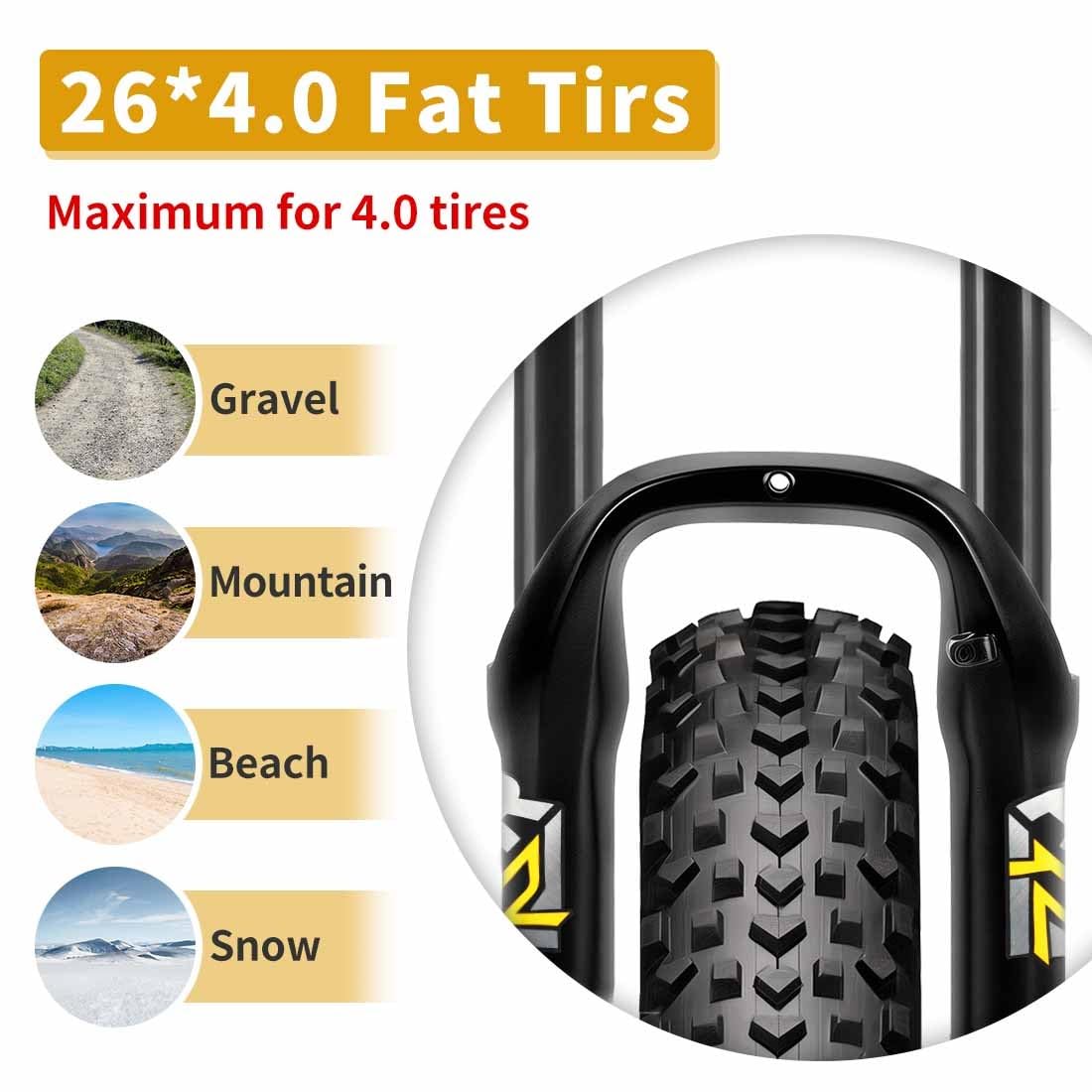Fat Bike Zawieszenie Widelec pneumatyczny 26 cali 4.0 1-1/8 Prosty Downhill Mountain przedni hamulec tarczowy 170 mm Travel E-Bike/BMX 2880g
