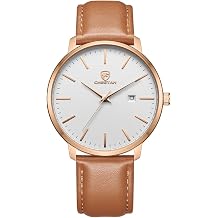 CHEETAH Minimalist Waterproof Quartz Watches for Men with Leather Strap, Auto Date