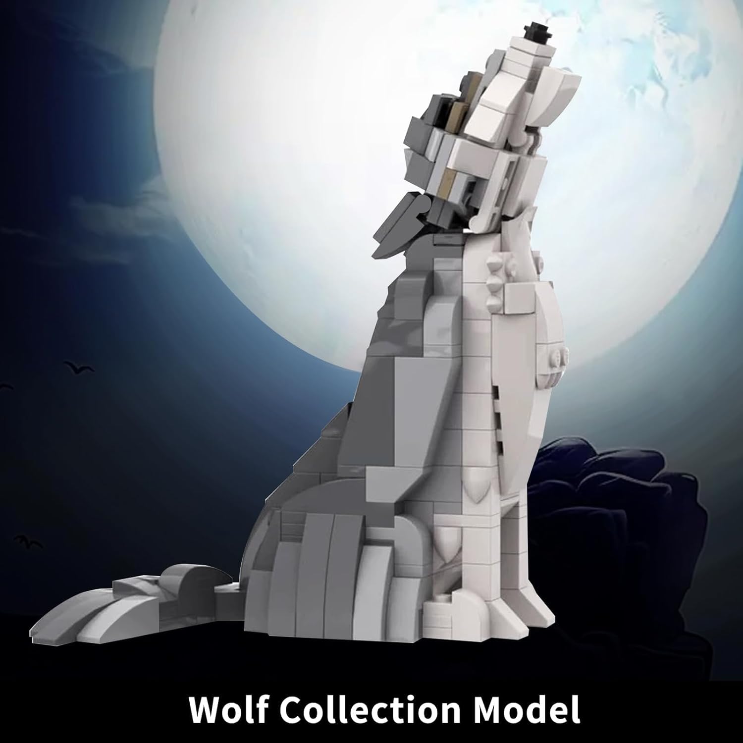 Wolf Building Blocks, Howling Wolf Decor Suitable for Bedroom and Living Room Office, 473 Pcs, Creative Ideals Wolf Gifts for Adults