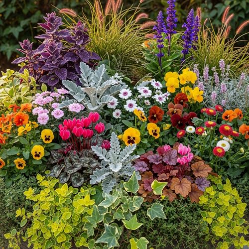 Autumn Basket Plants – Autumn Flowering Plants - Hanging Basket Flowers Ready to Plant for Colourful Seasonal Displays – Hardy Blooms for Winter Garden Borders and Seasonal Colour (Mixed 6 Pack)