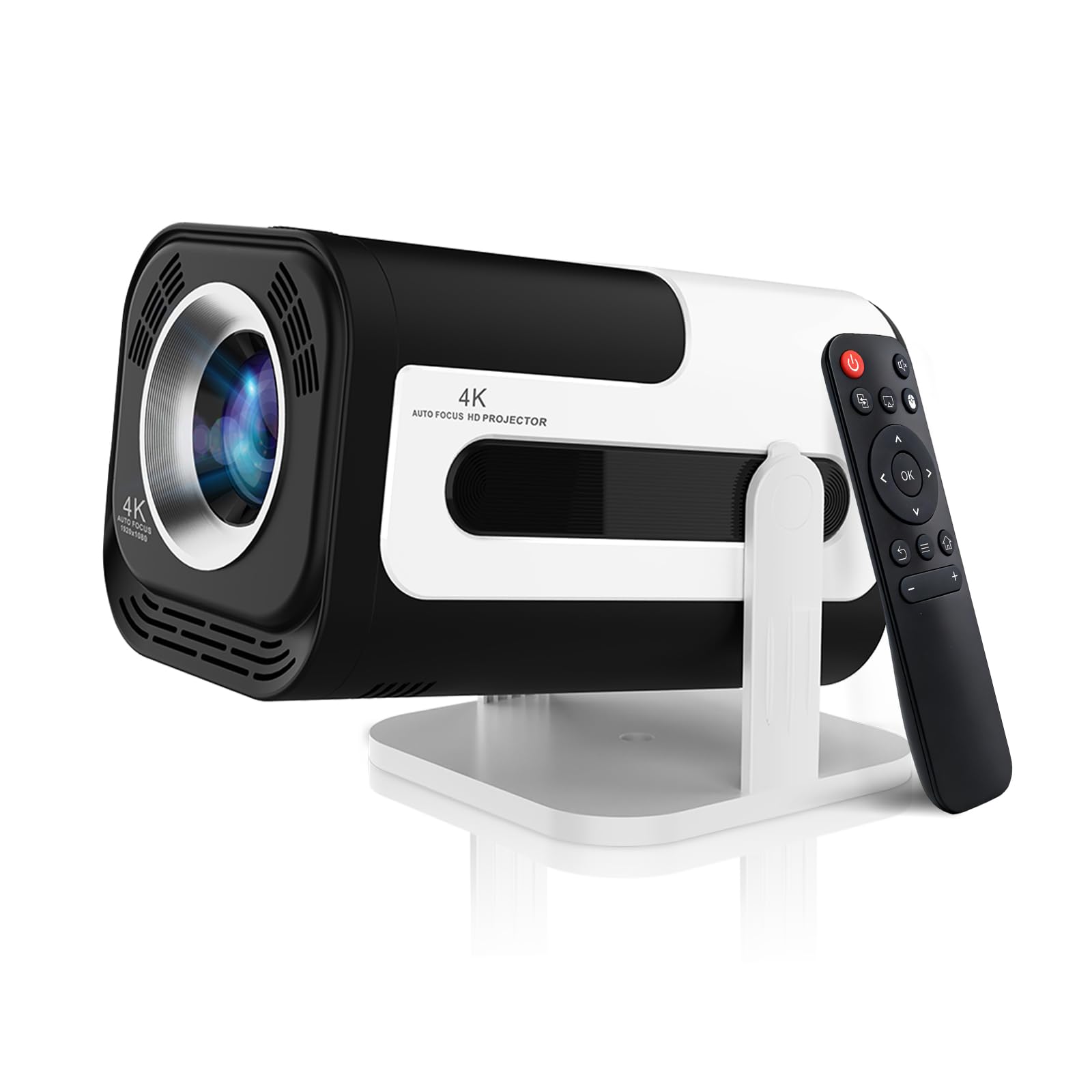 Mini Beamer Unterstützt 4K 1080P, Smart Tragbarer Projector WiFi 6 BT 5, Mini Projektor Automatische Trapezialkorrektur,180° Drehung Beamer Heimkino Outdoor für HDMI/Android/iOS/Laptop/Handy