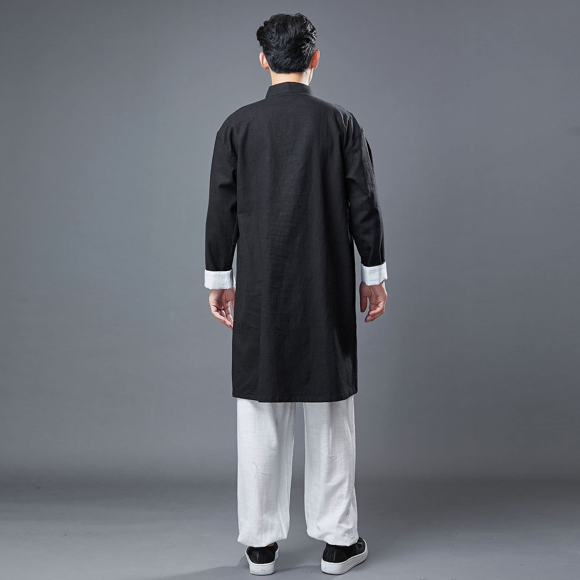 NFYM - Cappotti da uomo vintage in cotone e lino, stile tung