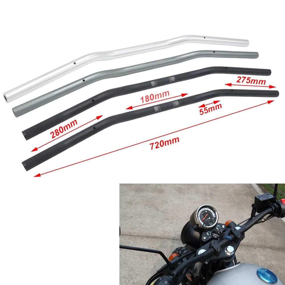 manubri moto alti manubri moto per naked Manubrio CNC universale da 22 mm | Manubrio motore in lega di alluminio Moto Scooter Manubrio antiruggine nero retrò(Silver)