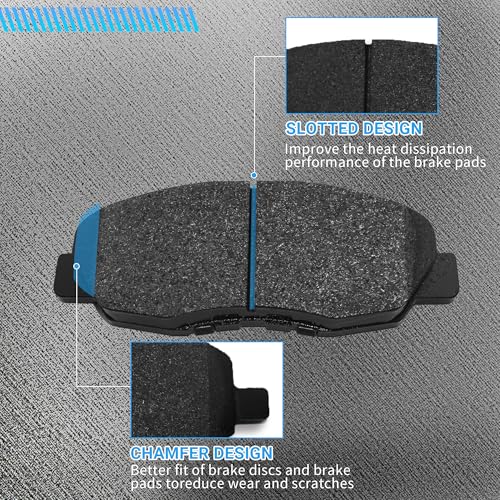 Image of Front Brake Pads Set Compatible with 1997-2005 Acura EL, 1996-2011 Honda Civic, 1998-2002 Honda Accord, 2010-2014 Honda Insight Automotive Replacement Brake Pads Semi-Metallic D465