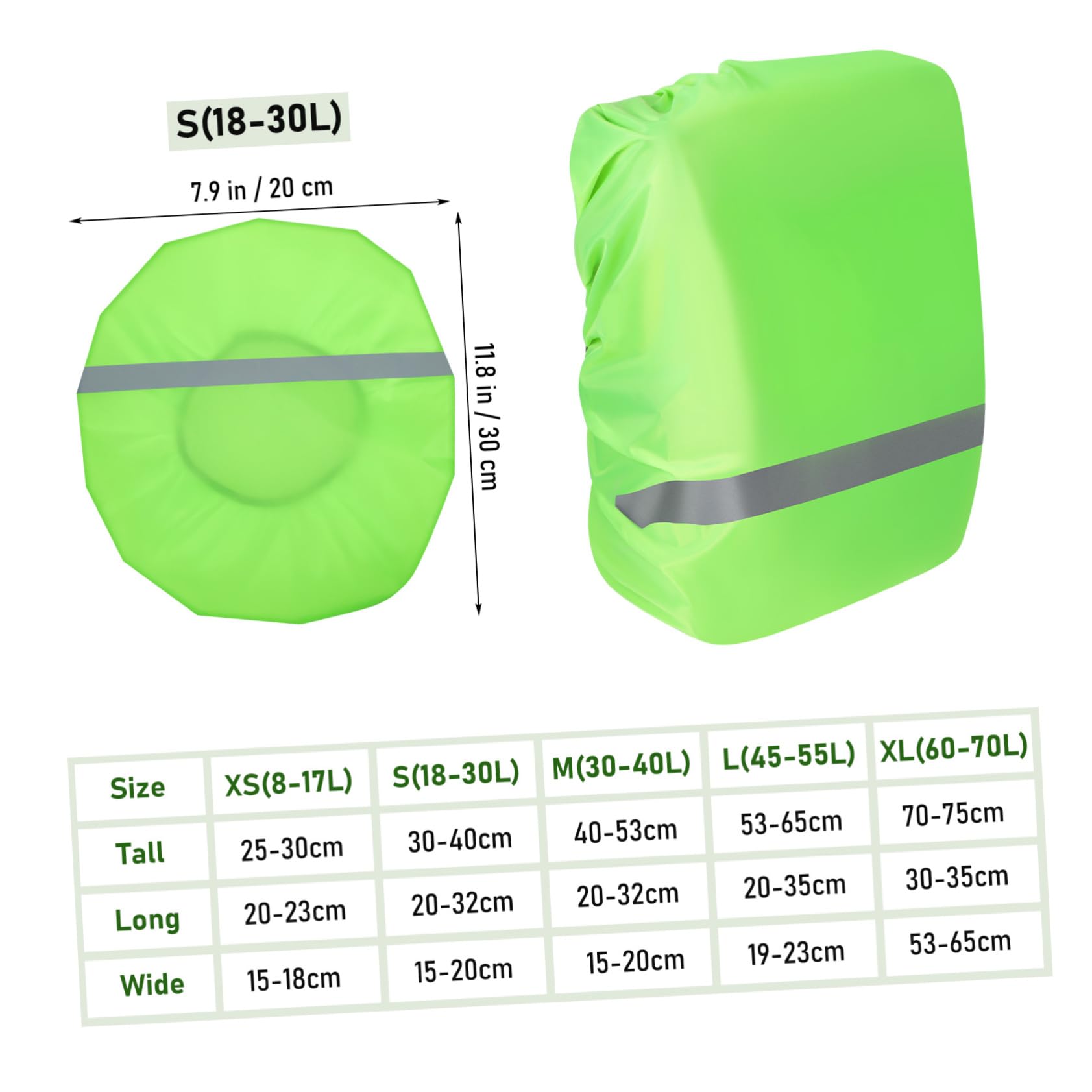 Yardwe Waterproof Backpack Cover Set 3 Pieces Reflective Lightweight Elastic Design for Hiking Travel
