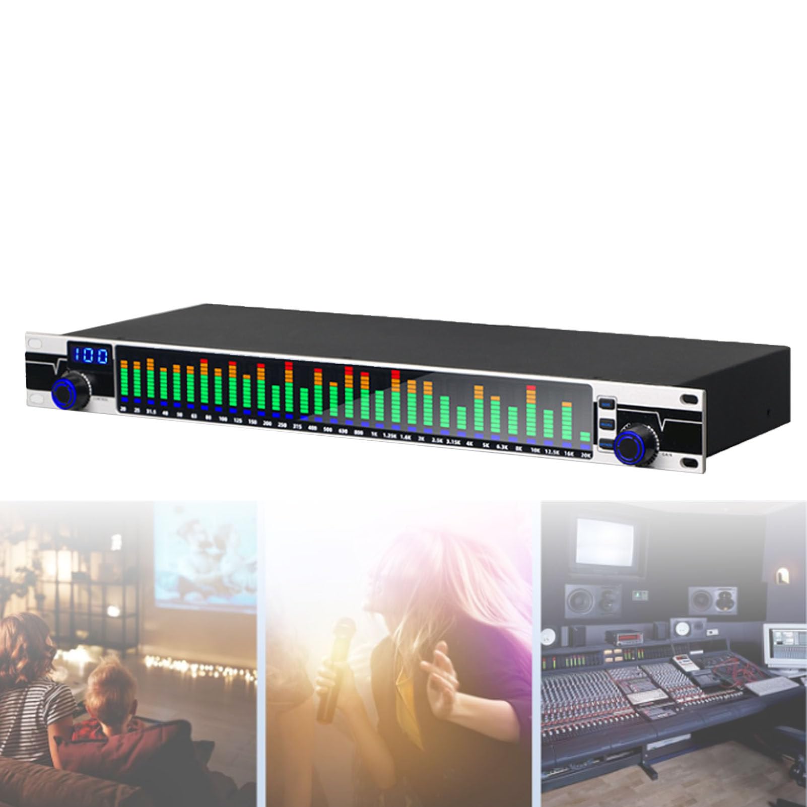 31-pasmowy korektor graficzny Audio Cyfrowy korektor De Audio Profesjonalny system dźwiękowy Profesjonalne korektory z niezależną regulacją niskich/średnich/wysokich tonów