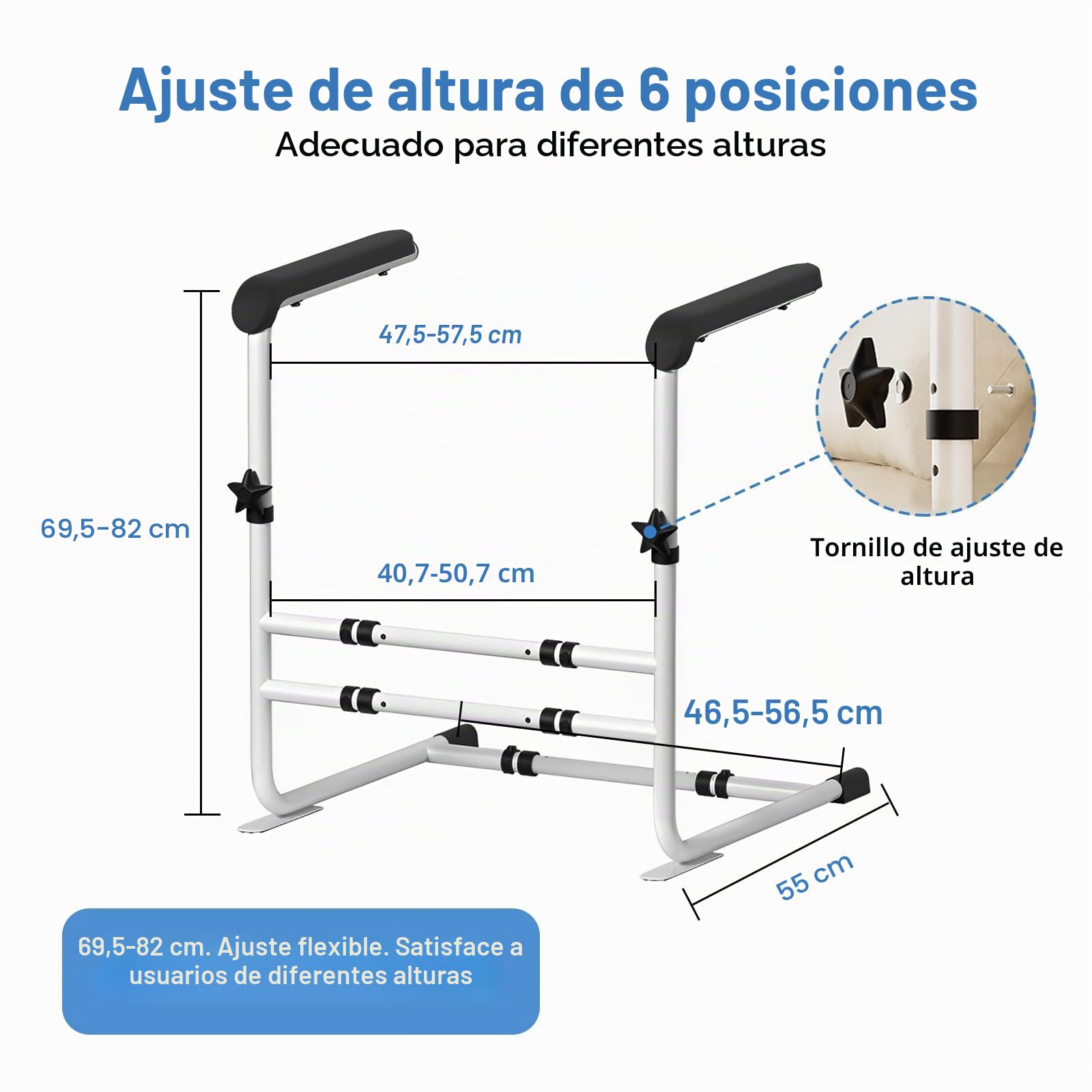 JAOGAUS Ayuda para levantarse de la silla de sofá para personas mayores | Elevador de sofá con 6 alturas ajustables, ancho ajustable, mango de seguridad para pacientes, discapacitados