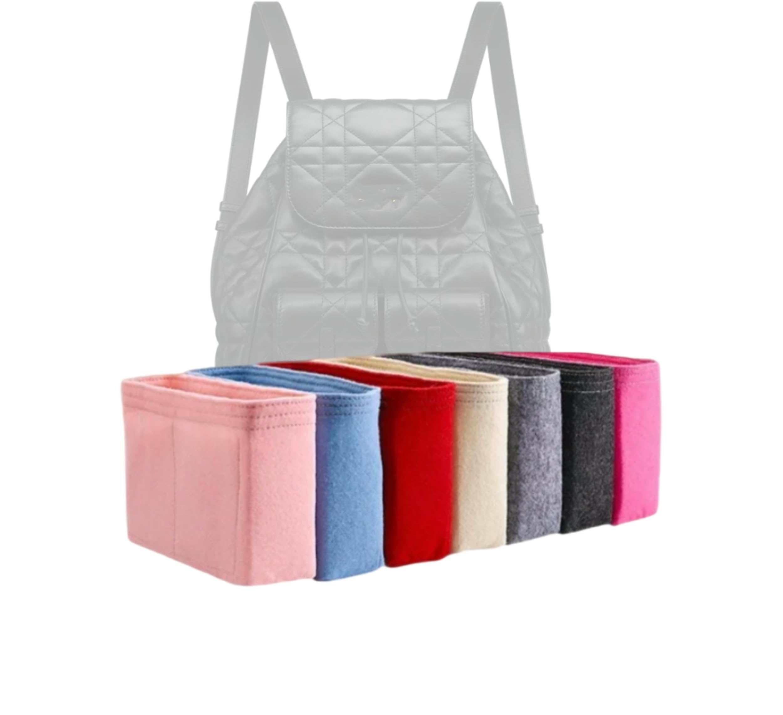 Xoppia Bag Organizer compatible with Dior Medium Caro Backpack. Felt Insert Liner for Women Handbag. (Black, Style A: Exposure)
