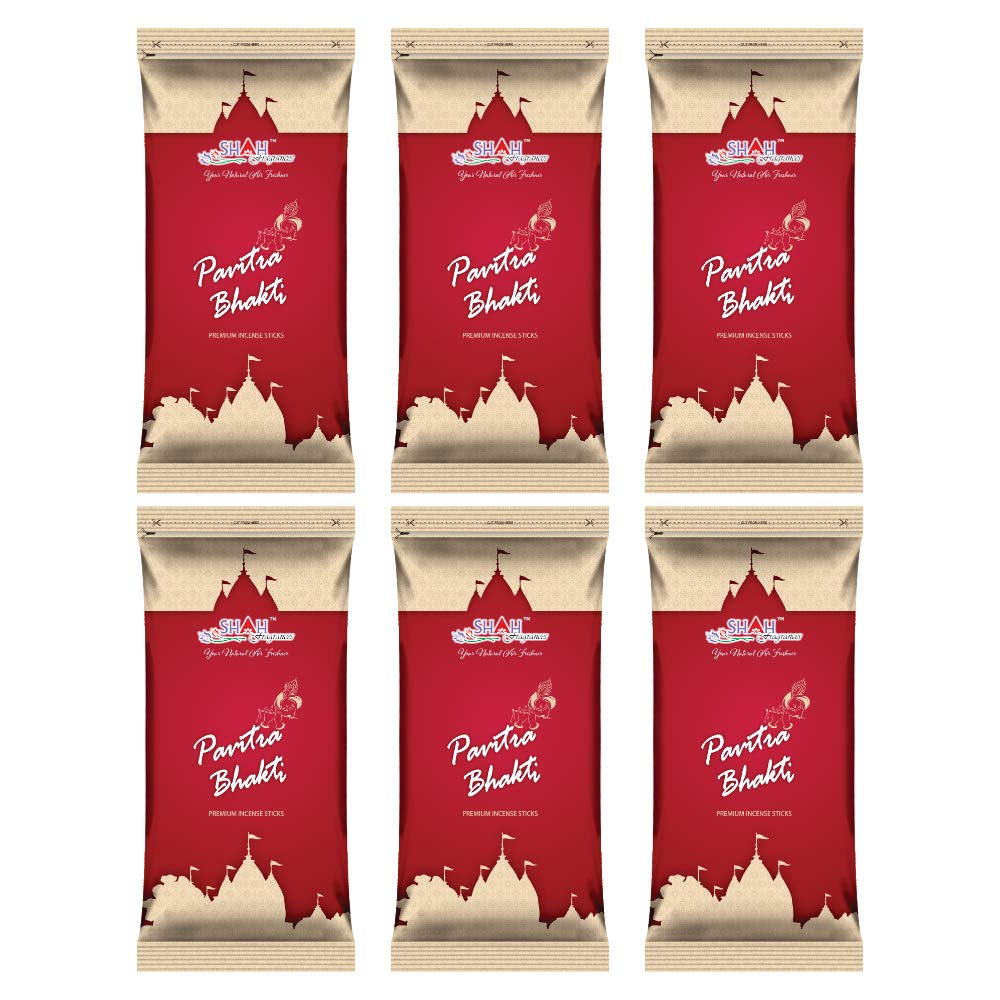 Shah fragrances Pavitra Bhakti Zipper Incense Sticks (Pack of 6 * 90 Grams)
