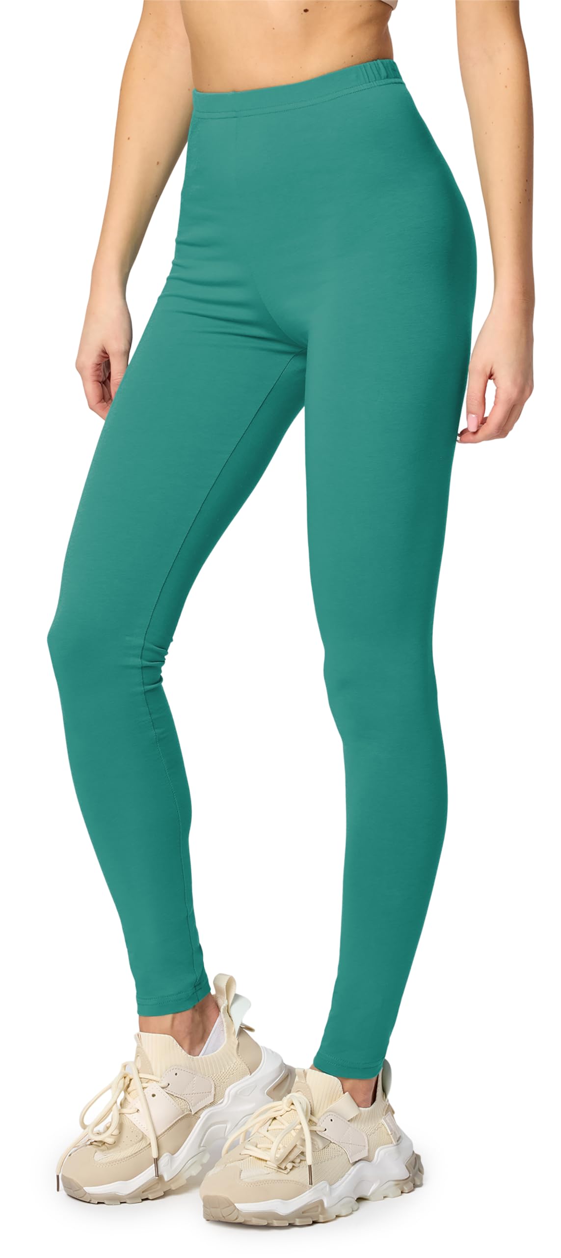 Merry Style Lunghi Leggings Fuseaux Sportivi da Donna Pratico Modello a Vita Alta in Cotone Naturale MS10-198